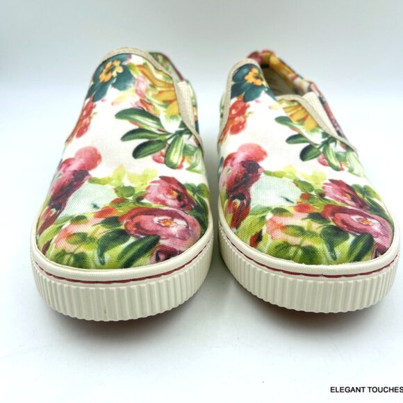 BORN Floral Casual Sneakers Women's Size: 9 M Green multicolor slip on platform - Picture 6 of 9